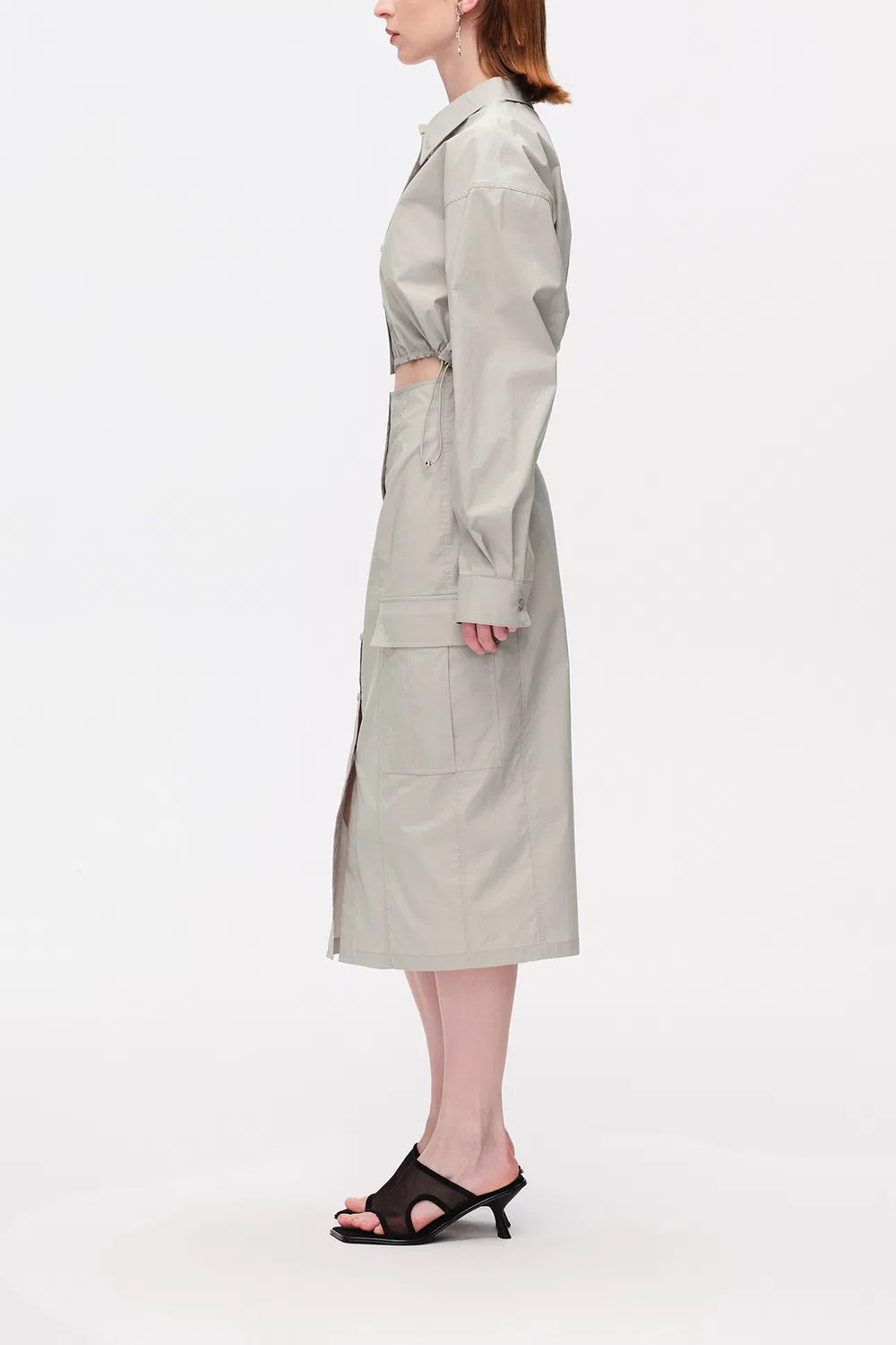 Layla Cut-Out Shirt Dress in Cotton Blend