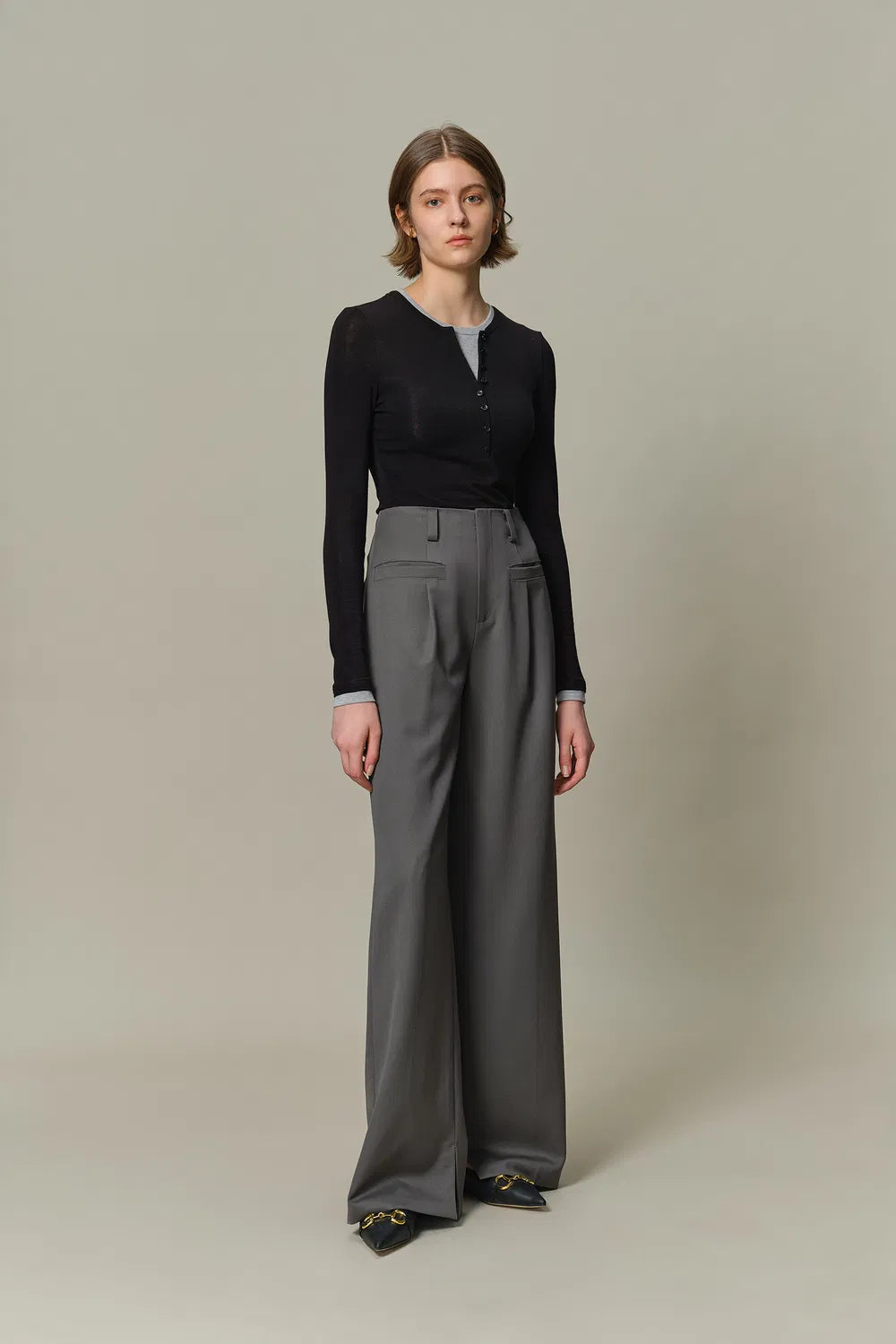 Brydie Straight-Leg Trousers in Sheep Wool