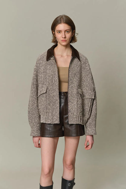 Dakota Tweed Baseball Jacket in Wool