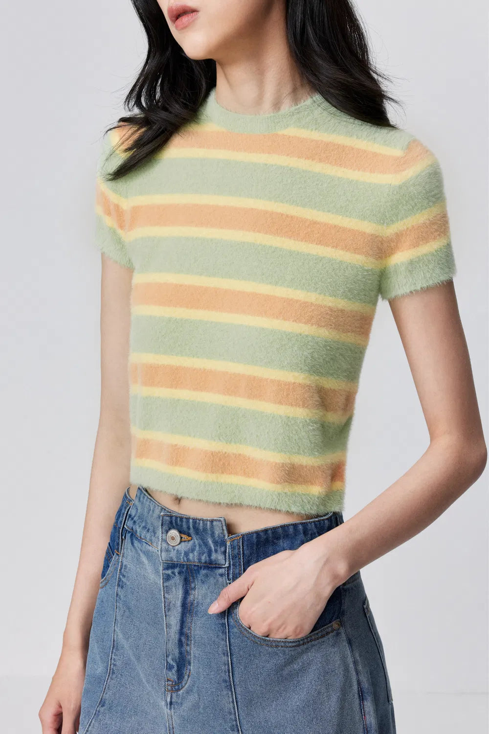 Amber Striped Short Knit Top