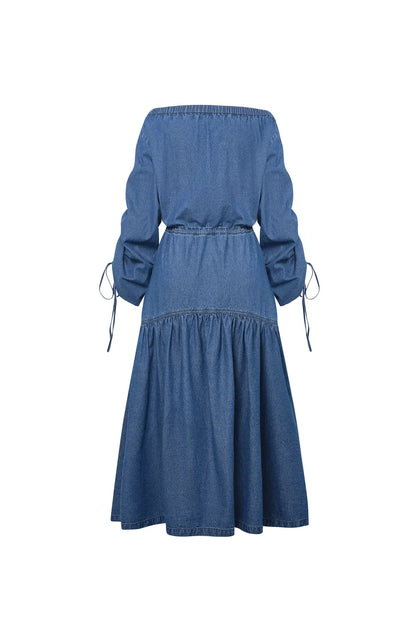 Diane Drawstring Dress in Tencel Denim