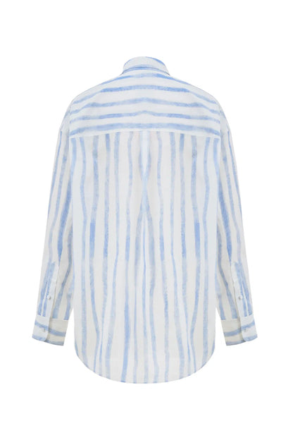 Conte Hand Painted Irregular Stripe Shirt in Cotton