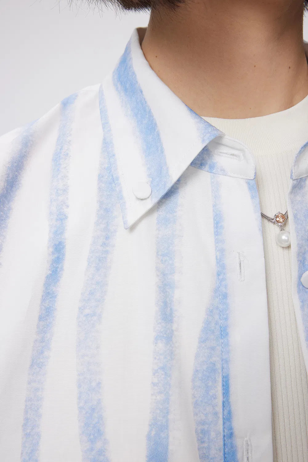 Conte Hand Painted Irregular Stripe Shirt in Cotton