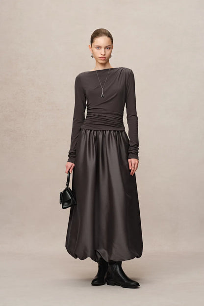 Cindy Bubble Dress in Tencel Wool Knit and Silk Wool Blend