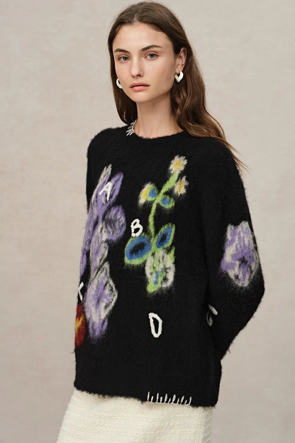 Cyclamen Jacquard Knit Sweater