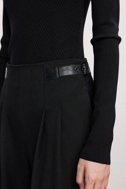 Lacapte Belted Pants in Vegan Leather