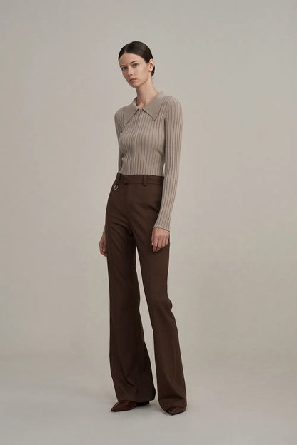 Chance Flared Suit Trousers in Fine Wool