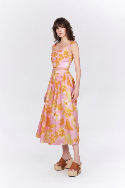 Havana Print A-Line Skirt in Tencel Cotton