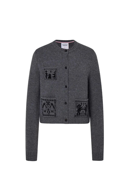 Galop Jacquard Cardigan in Merino-Cashmere Knit