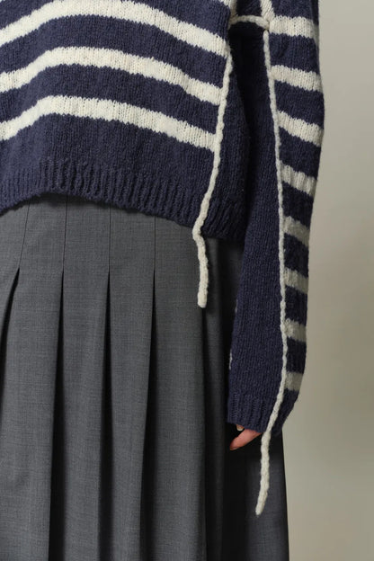 Kirsten Striped Pullover Sweater in Wool Blend Bouclé Knit