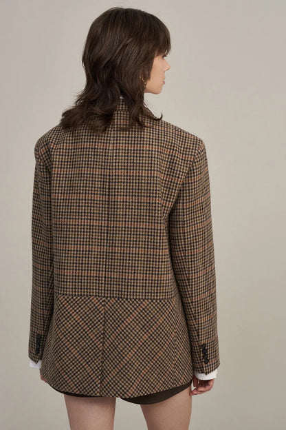 Meare Plaid Blazer in Merino Wool Blend Houndstooth