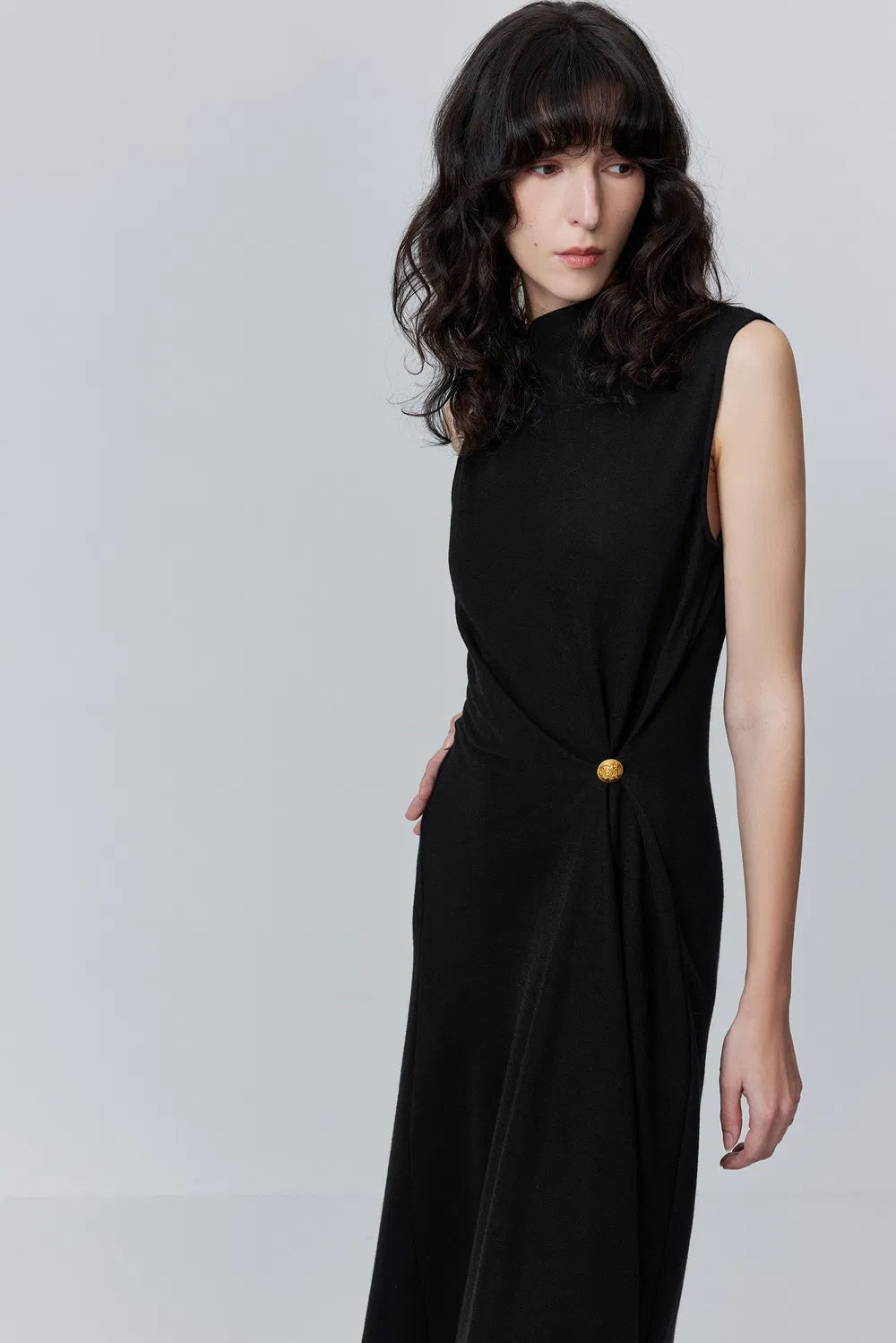 Eunice Pleated Dress in Wool Blend