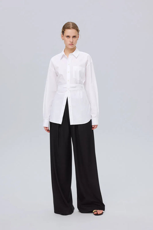 Estelle Cinched Waist Shirt in Cotton Poplin