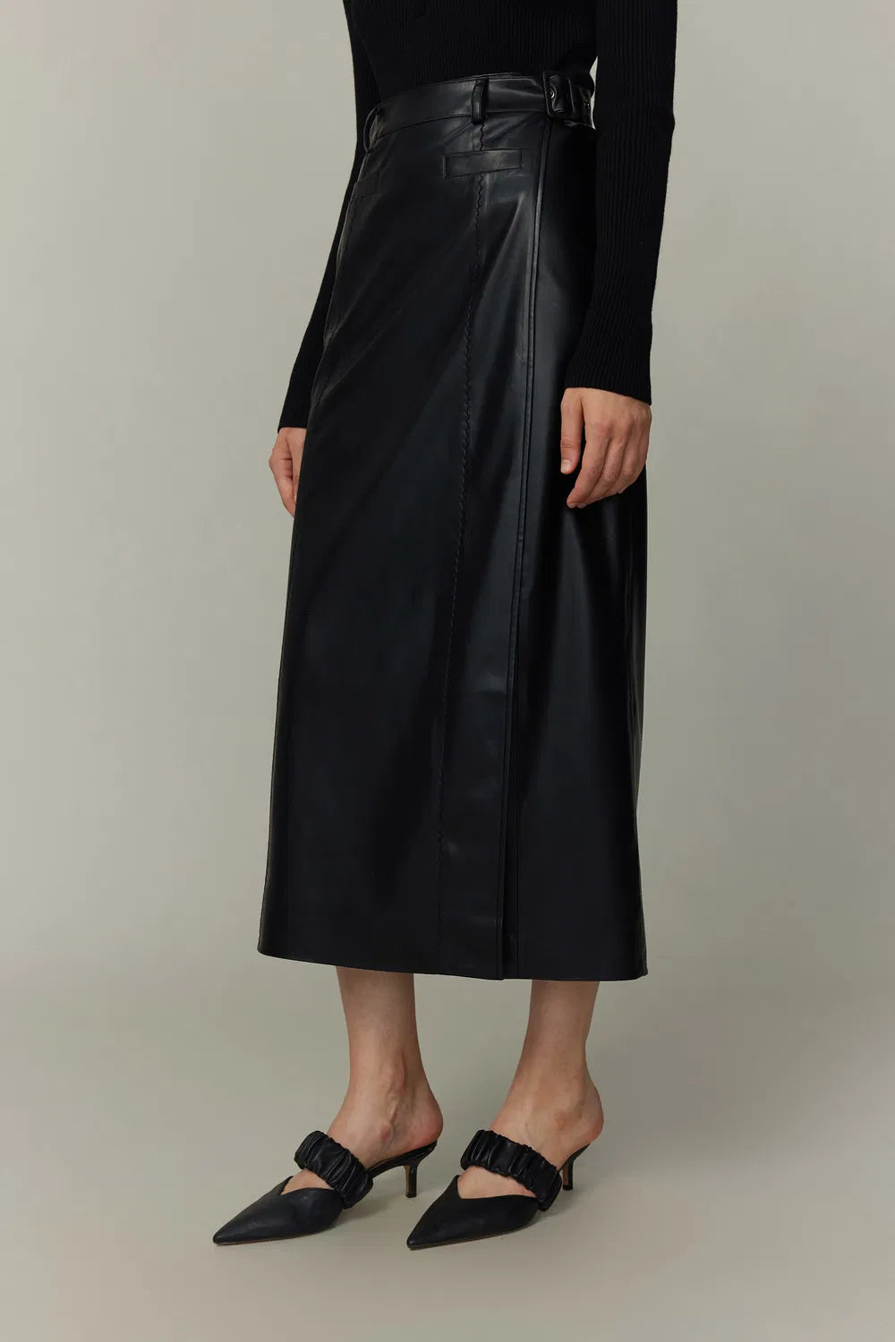 Gigi Midi Skirt in Vegan Leather