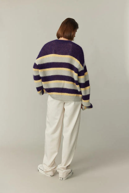 Asa Striped Sweater in Kid Mohair Knit