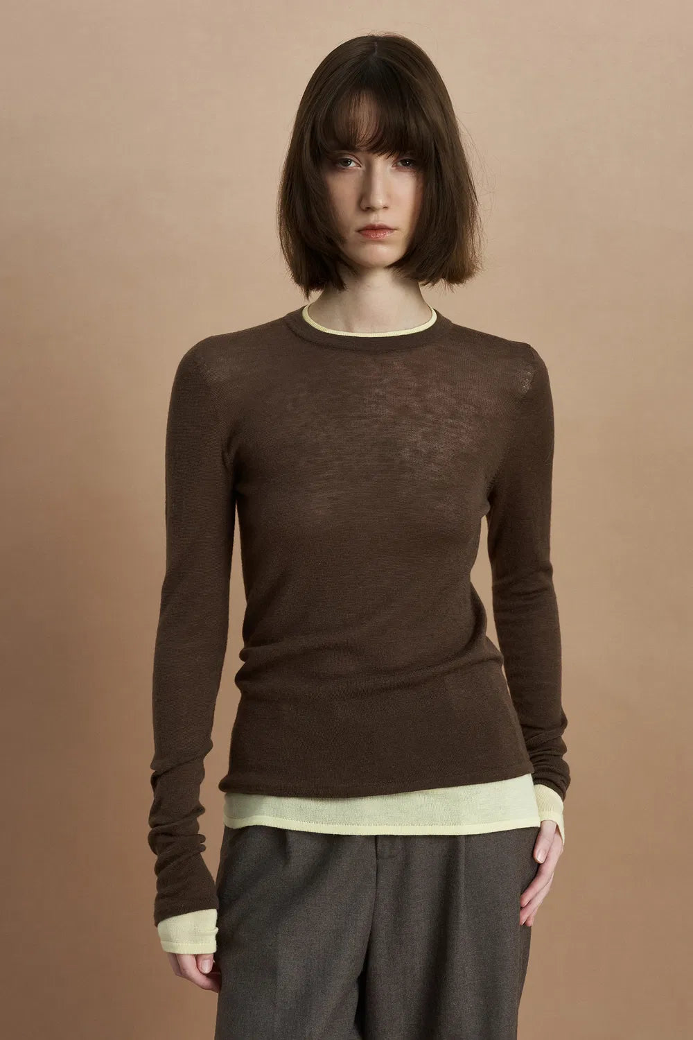 Laura Layered Look Sweater in Wool Knit