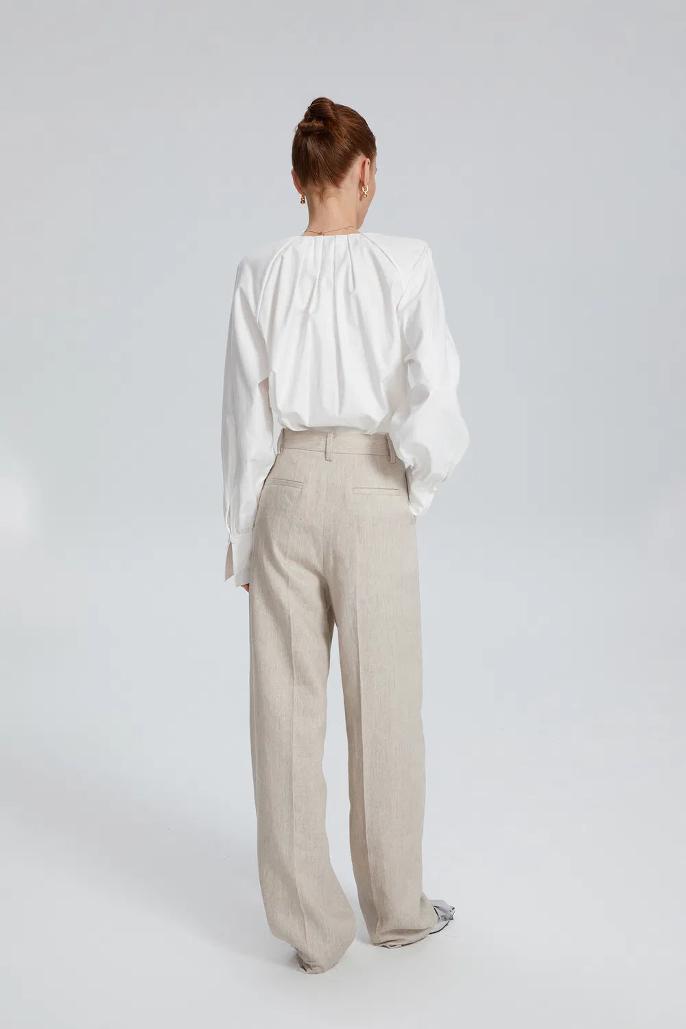 Giselle Pleated Suit Pants in Linen Cotton Blend