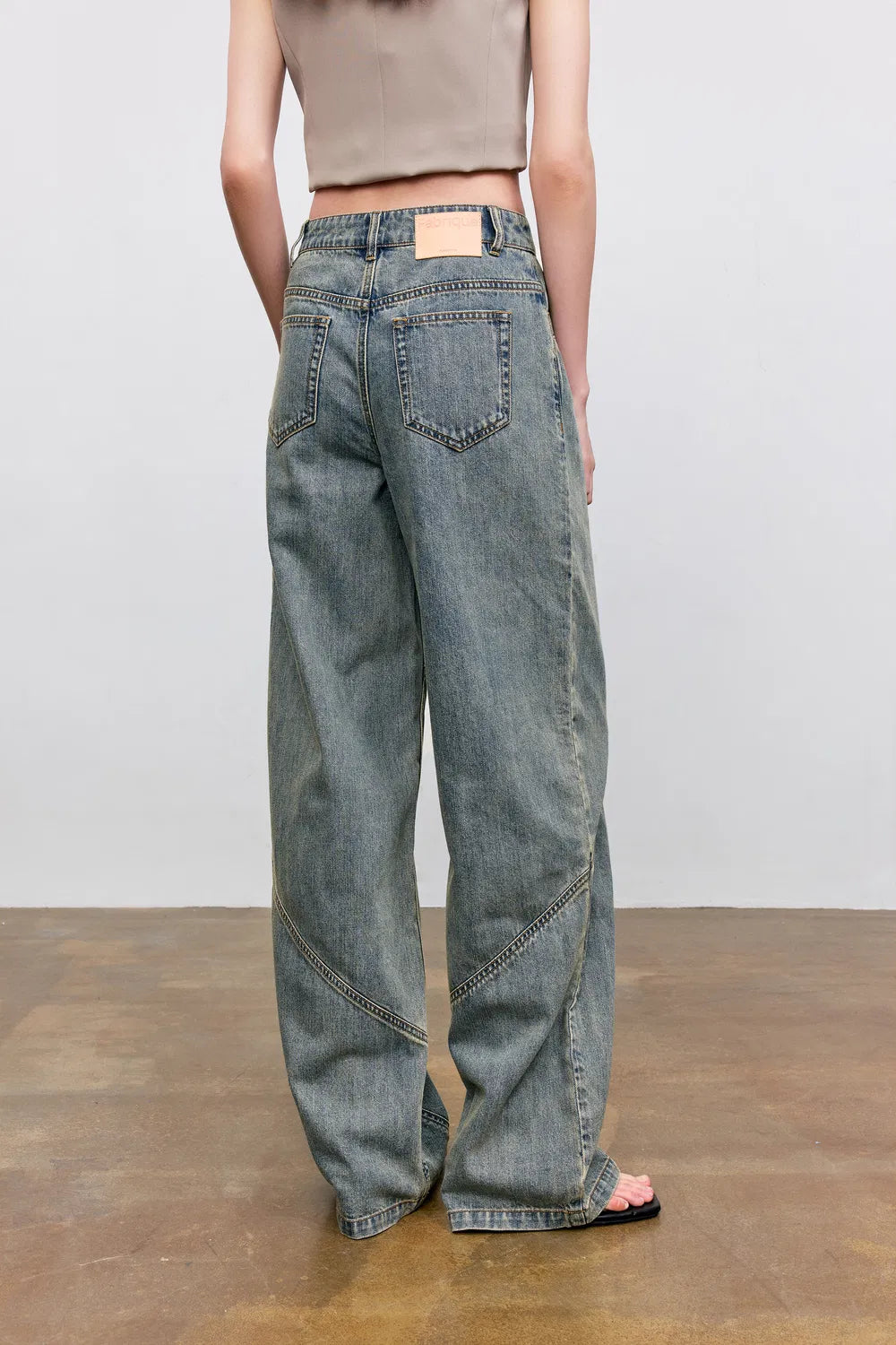 Maya Patchwork Baggy Jeans in Cotton Denim