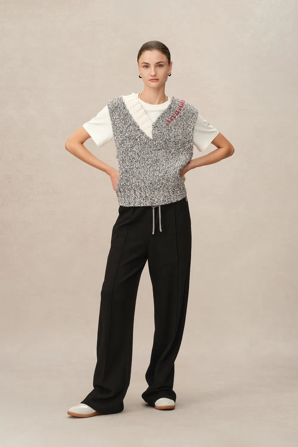 Icy Double-Waistband Casual Pants