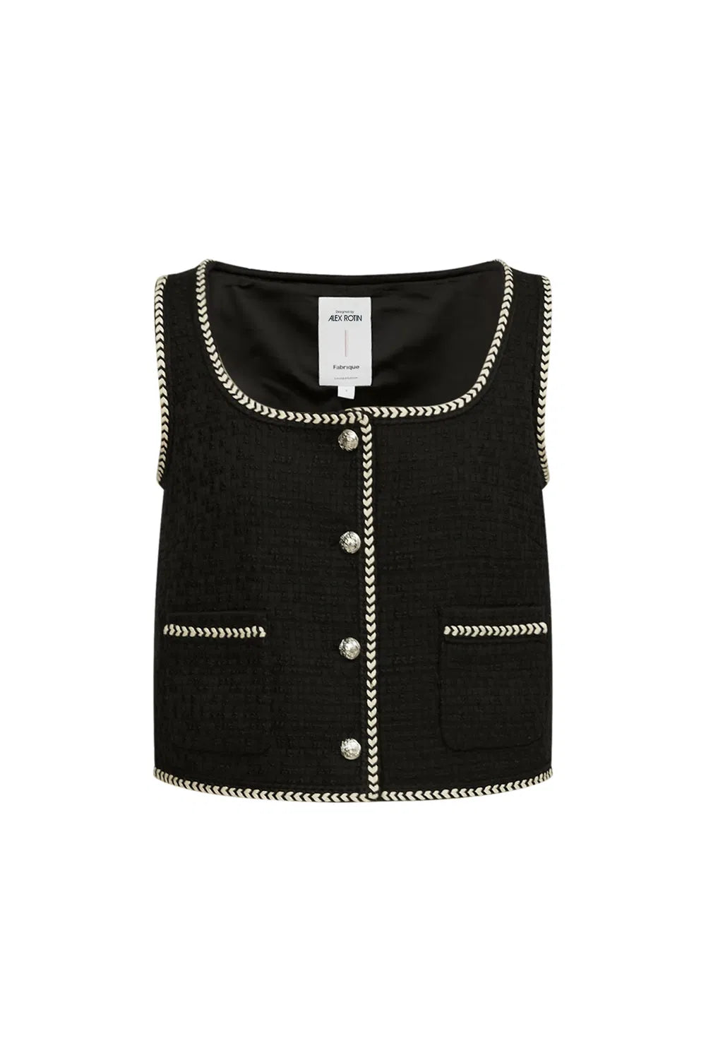 Hailey Contrast Trim Vest in Herringbone Tweed