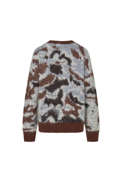 Fera Leopard Jacquard Sweater in Kid Mohair Blend Knit