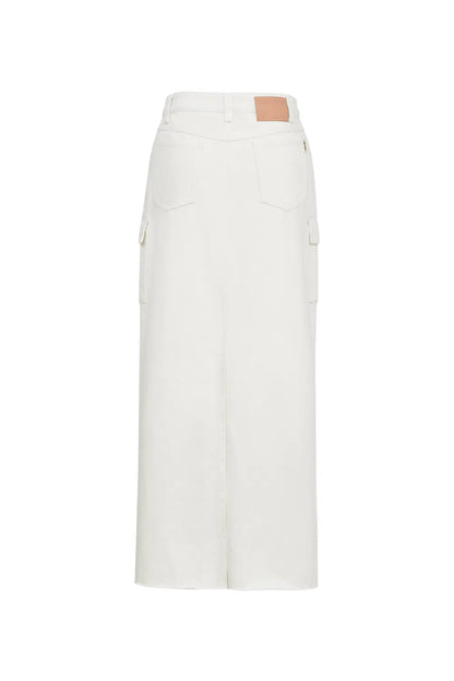 Lara Cargo Maxi Skirt in Cotton Denim