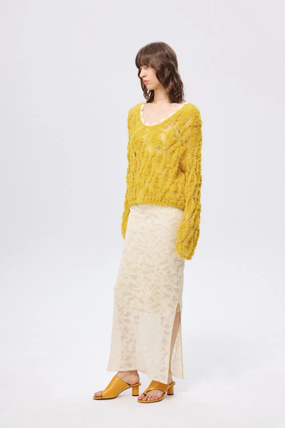 Mist Open Knit Sweater in Alpaca and Mohair Wool Knit