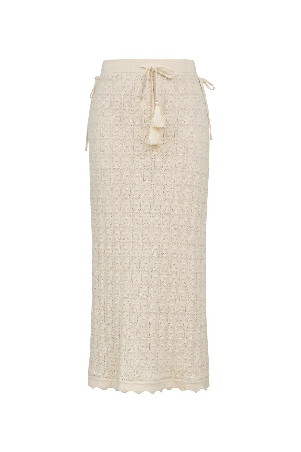 Klose Fringe Tie Up Knit Skirt in Cotton