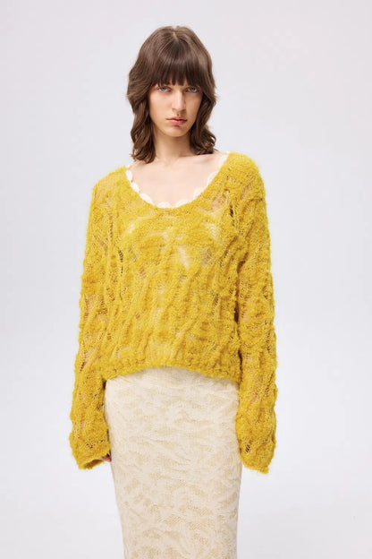 Mist Open Knit Sweater in Alpaca and Mohair Wool Knit