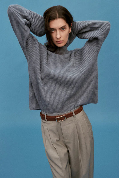 Victoria Mock Neck Sweater in Merino Cashmere Knit