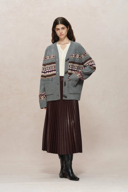 Coll Fair Isle Cardigan in Chunky Merino Wool Knit