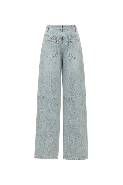 Eliana Textured Patchwork Jeans in Jacquard Washed Denim