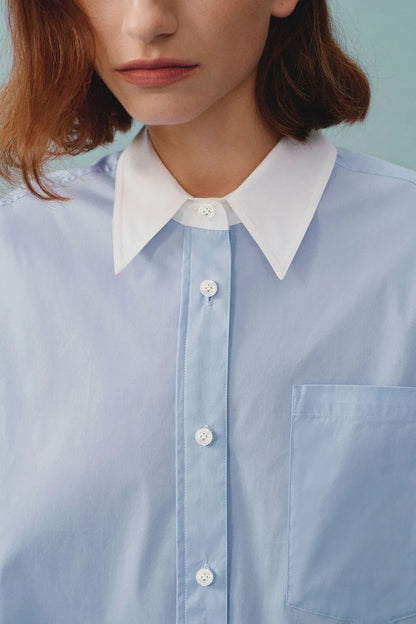 Nyota Contrast Color Shirt in Cotton Poplin