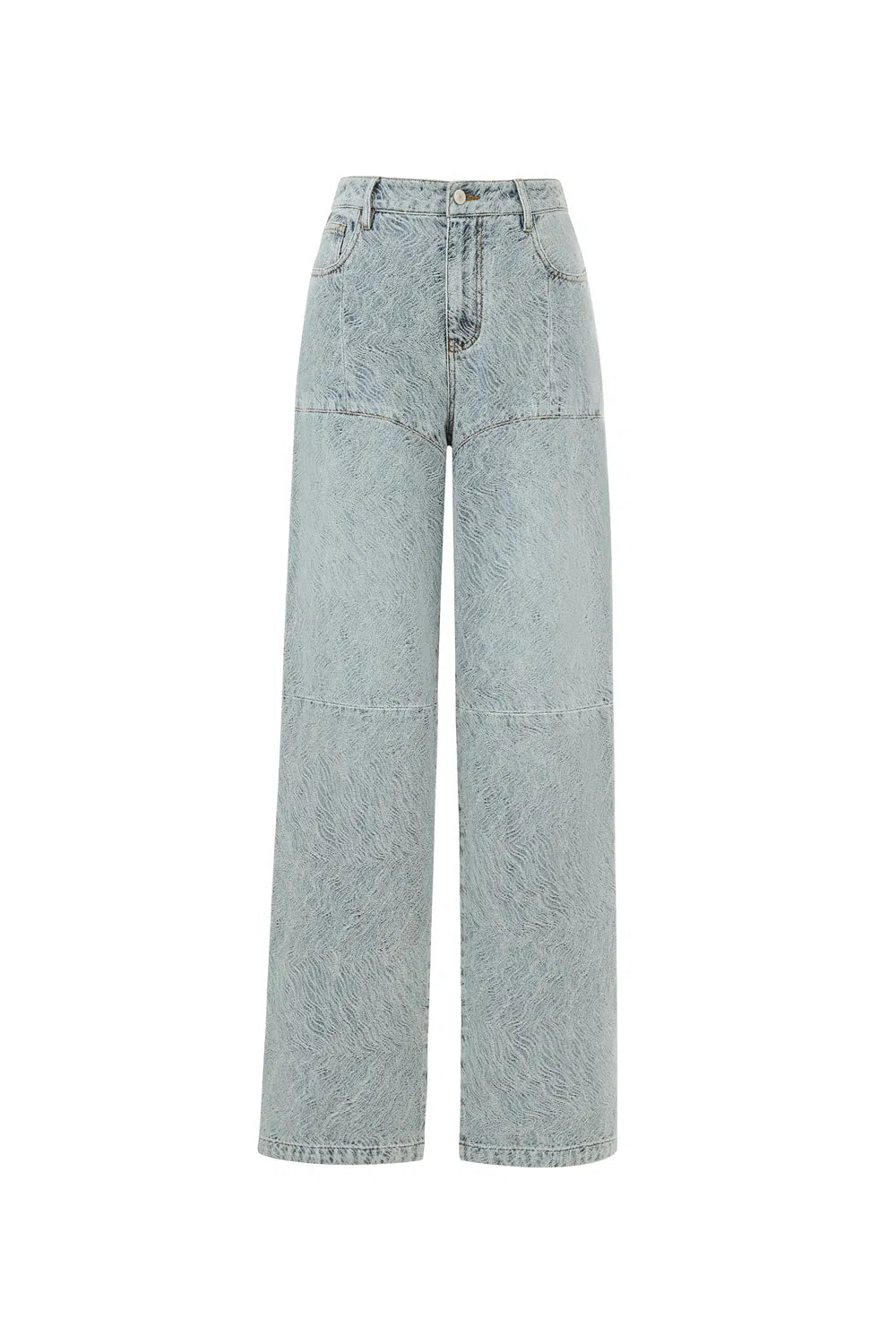 Eliana Textured Patchwork Jeans in Jacquard Washed Denim