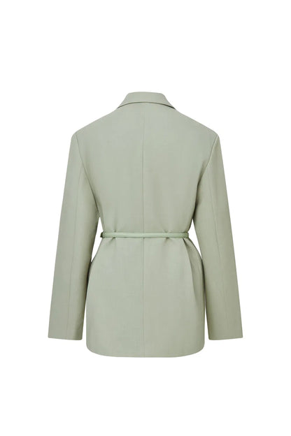 Creamy Green Detachable Belt Blazer