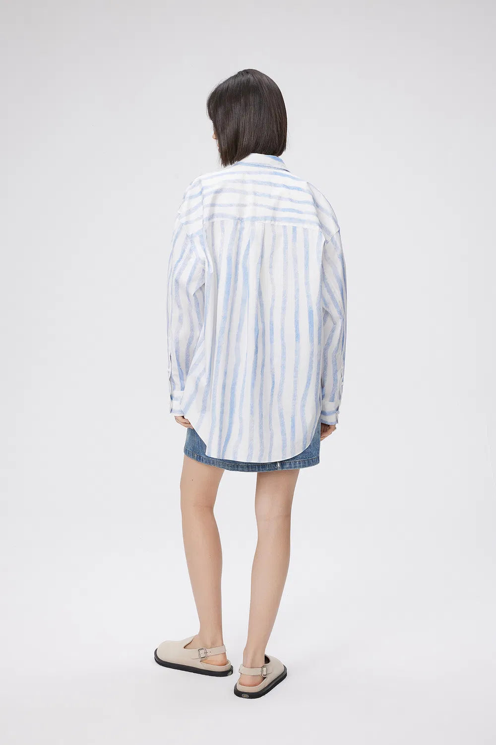 Conte Hand Painted Irregular Stripe Shirt in Cotton