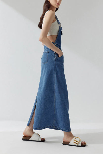 Milva Pinafore Dress in Cotton Denim