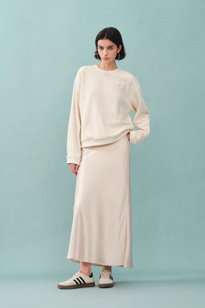 Moon White Skirt in Premium Silky Satin