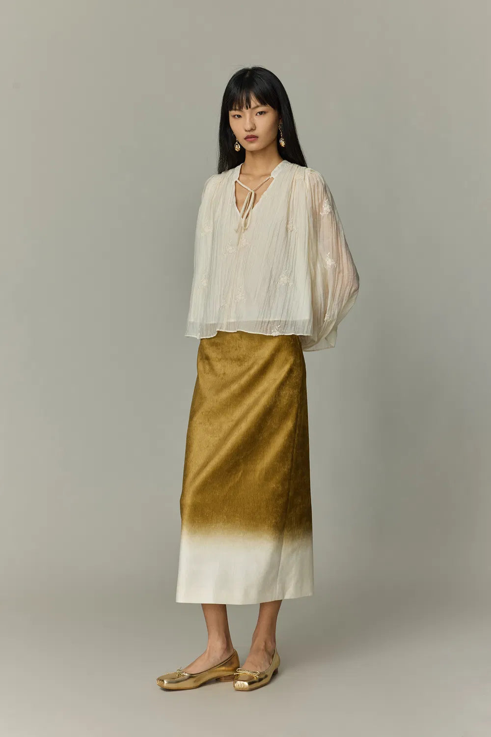 Virens Midi Skirt in Soft Velvet