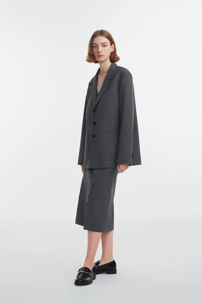 Cosmo Contrast Lined Blazer in Wool Blend