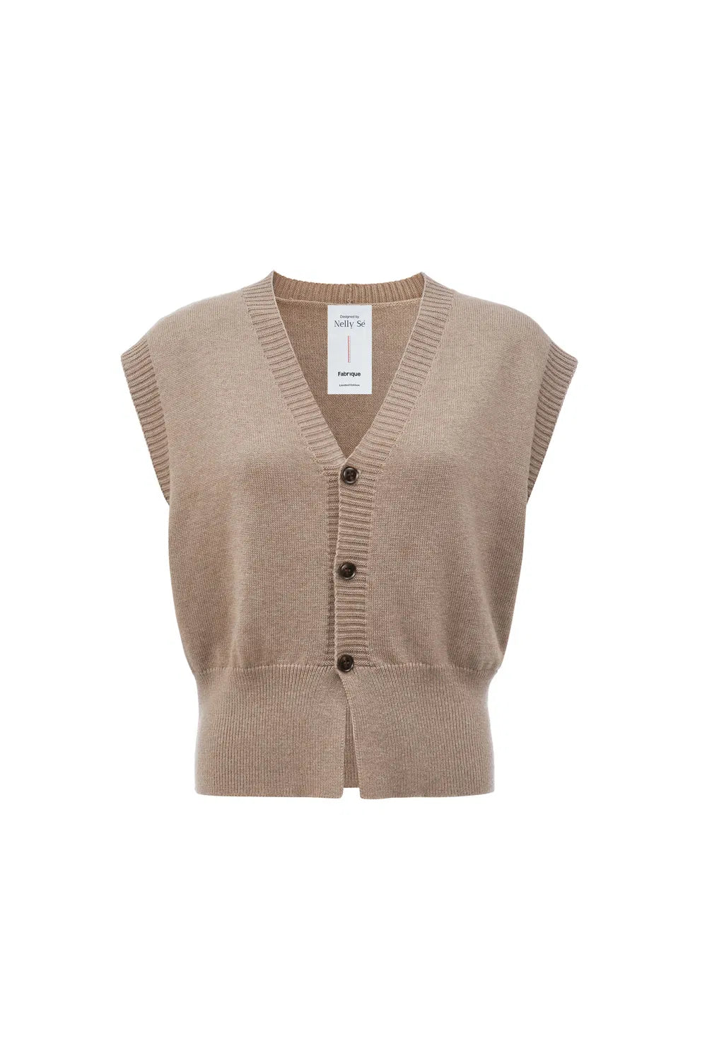 Delia V-Neck Vest in Wool-Cotton Blend