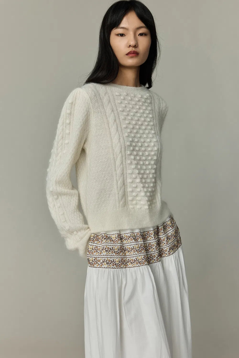 Eliza Cable Sweater in Mohair Knit