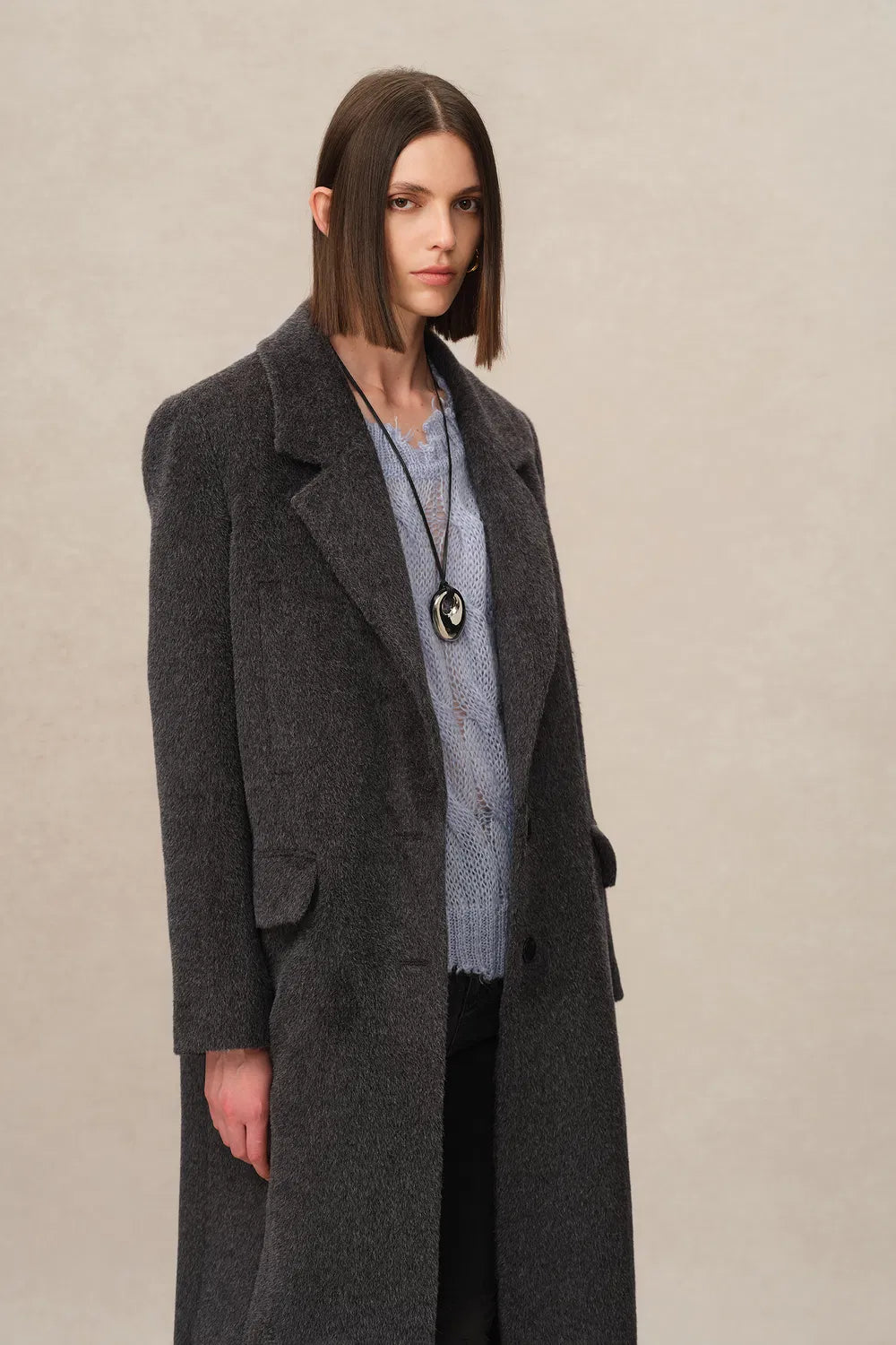 Deneb Long Coat in Alpaca Wool