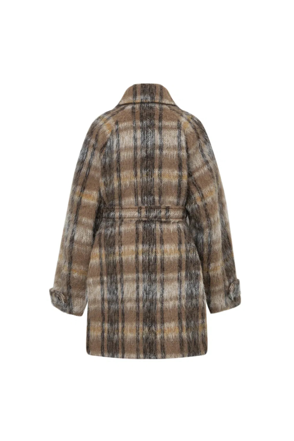 Mavis Plaid Coat in Brushed Single-Face Wool