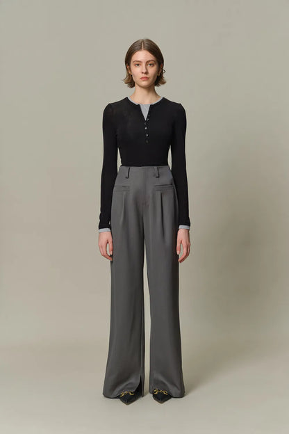 Brydie Straight-Leg Trousers in Sheep Wool