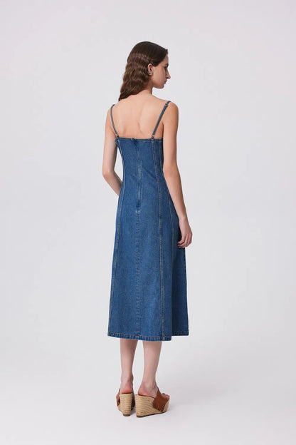 Carmelia Pinafore Dress in Cotton Denim