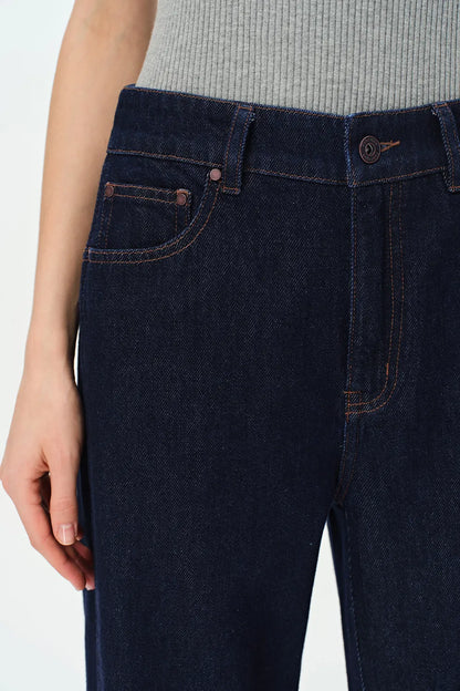 Cici Straight Leg Jeans in Raw Lyocell Denim