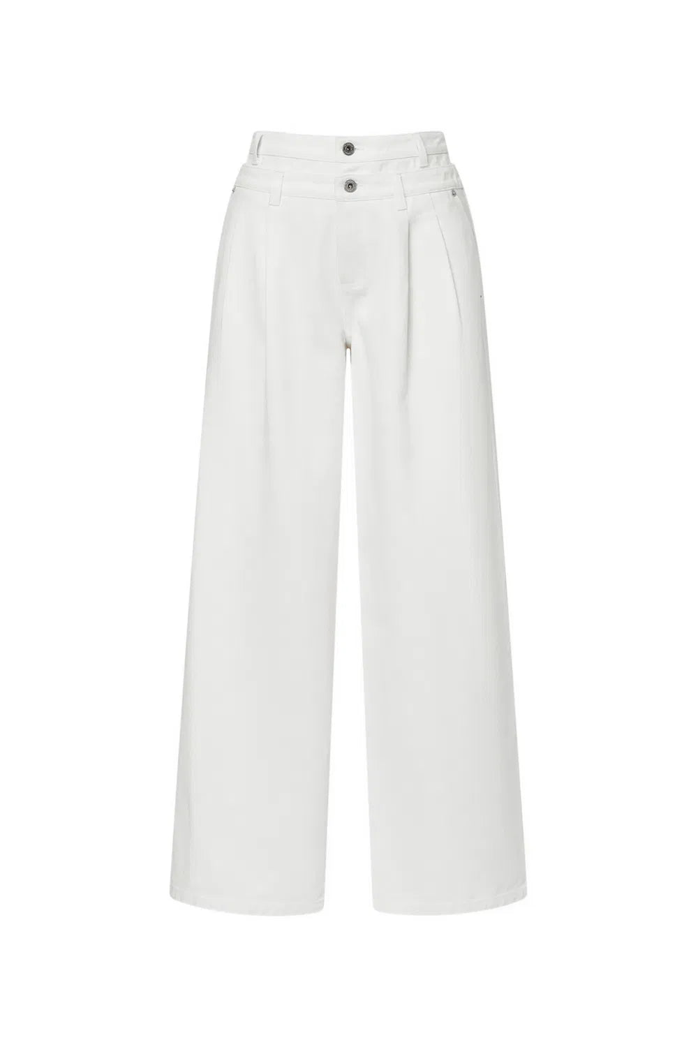 Doubline Double Waistband Straight-Leg Jeans in Soft Cotton Denim