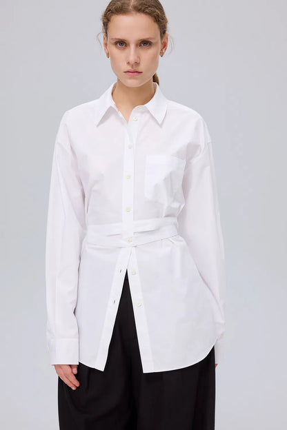 Estelle Cinched Waist Shirt in Cotton Poplin