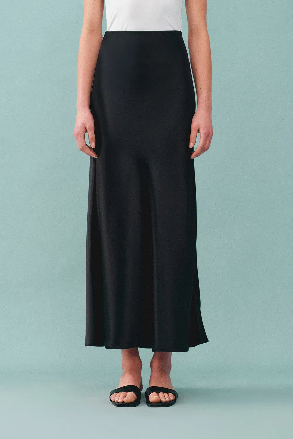 Moon Black Skirt in Premium Silky Satin